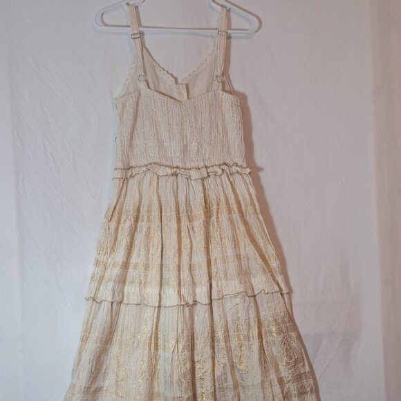 Anthropologie Cream and Gold Maxi Dress - Picture 2 of 16